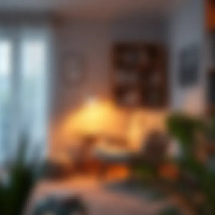 Warm lighting illuminating a comfortable reading chair