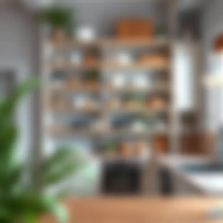 Functional shelving in a kitchen setting