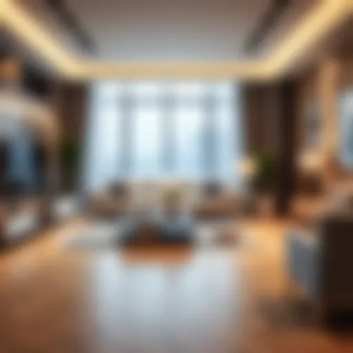 Luxurious parquet flooring in a modern living room