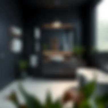 Contemporary Bathroom with Dark Tones Contemporary bathroom illustrating the impact of dark tones on ambiance