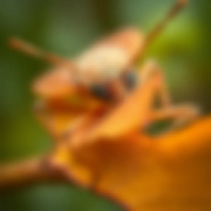 The feeding habits of the dry leaf insect, highlighting its dietary preferences