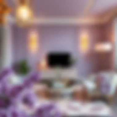 Elegant lilac and gold color palette showcasing modern interior decor