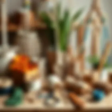 Various macrame supplies arranged aesthetically for crafting