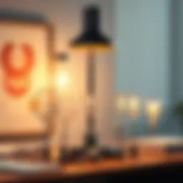 Elegant desk lamp design showcasing various bulb types