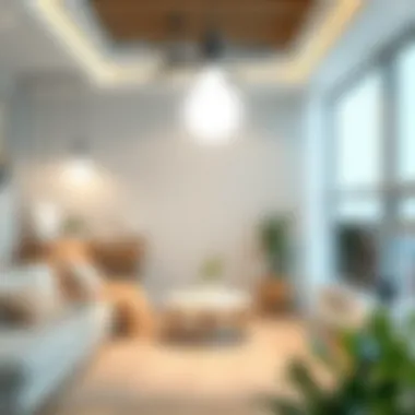 Comparison of different bulb brightness levels in a room setting