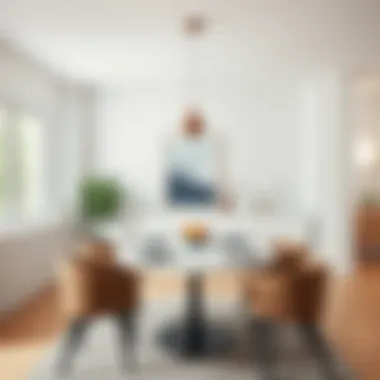 A stylishly arranged dining area emphasizing simplicity and function.