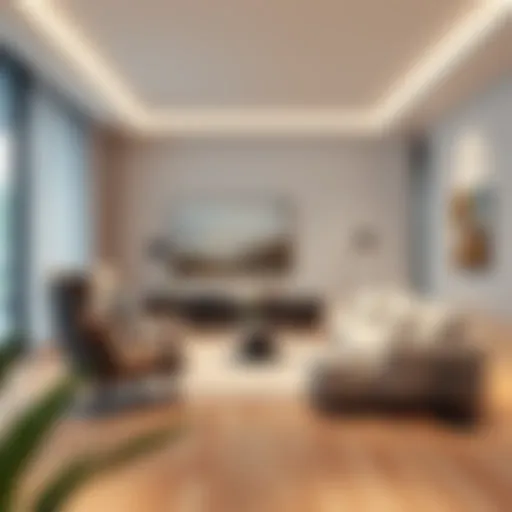 A serene living room showcasing minimalist design with neutral colors.