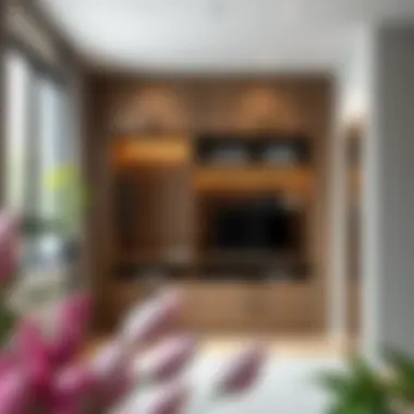 Elegant modern vestiyer showcasing a unique design with integrated storage solutions.