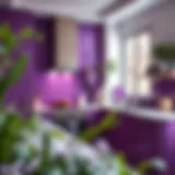 Elegant purple kitchen decor with unique accessories
