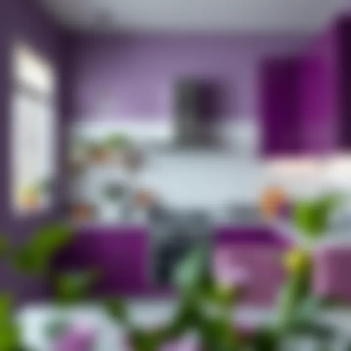 Combination of purple tones in modern kitchen design