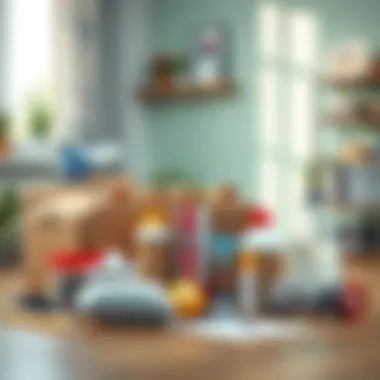 Essential Supplies for Moving Essential moving supplies arranged neatly