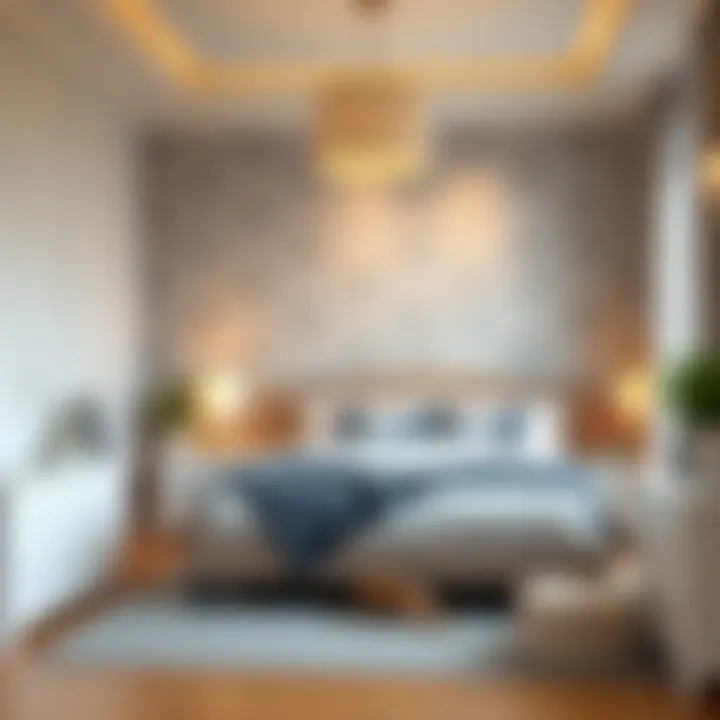 Serene Bedroom Transformation with Elegant Wallpaper A serene bedroom transformed with elegant wallpaper