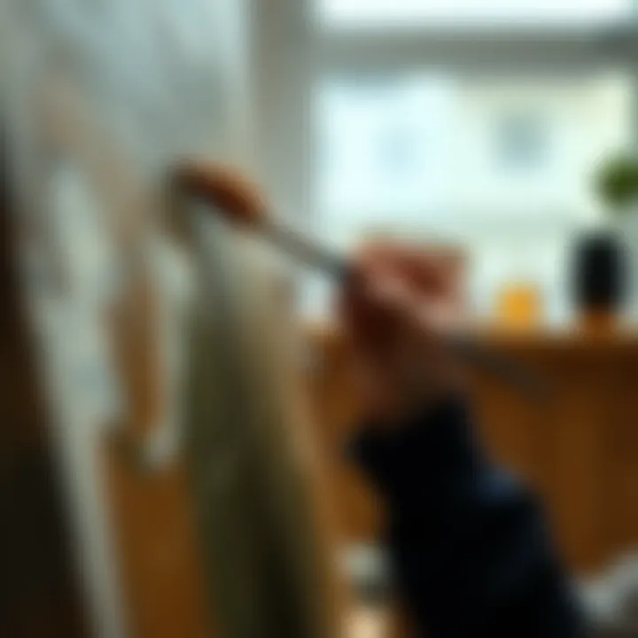 The Art of Applying Oil Paint on Canvas An artist applying oil paint on canvas with a brush