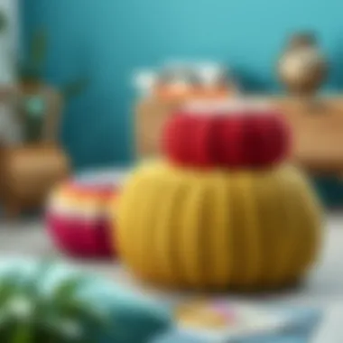 Creative Customizations of Knitted Poufs Creative customizations of knitted poufs in vibrant colors