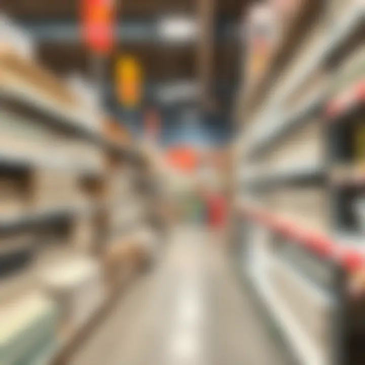 Variety of baseboard types in a home improvement store