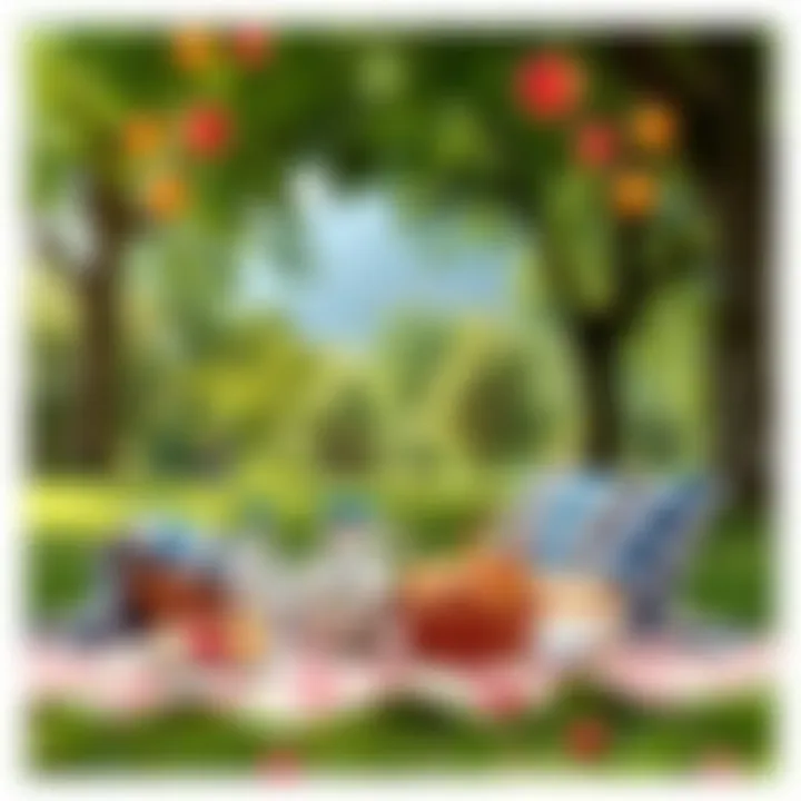Serene Picnic in Nature A serene picnic setup in a lush green park