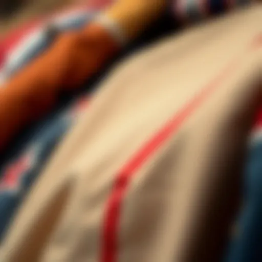 Detailed view of pilot costume fabric choices