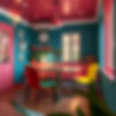 Colorful retro dining area