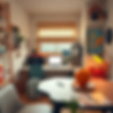 Creative workspace with retro decor