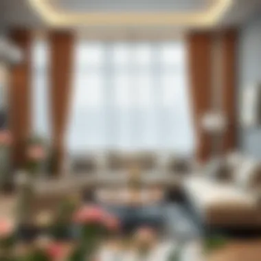 Elegant living room with matching sofa and curtains