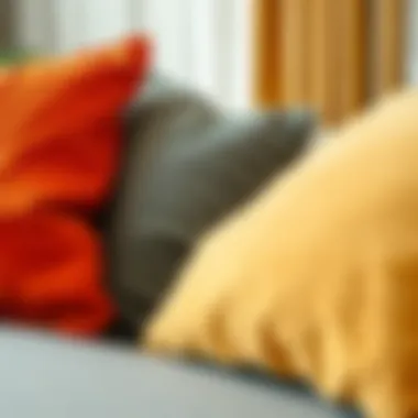 Close-up of fabric textures for sofas and curtains