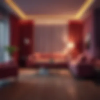 Color palette for living room decor featuring sofas and curtains