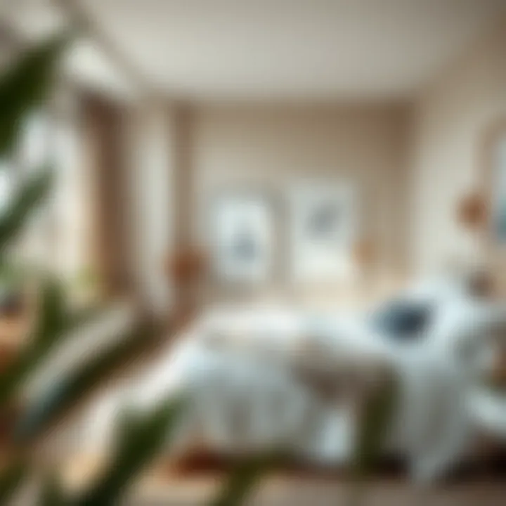 A cozy bedroom featuring minimalist decor and natural light.