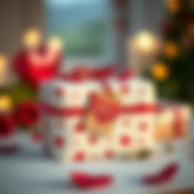 A beautifully wrapped gift box with a heart-shaped tag