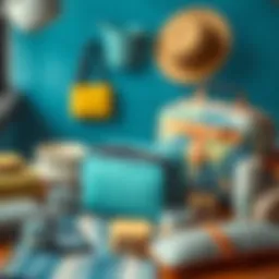 Essential travel items organized neatly