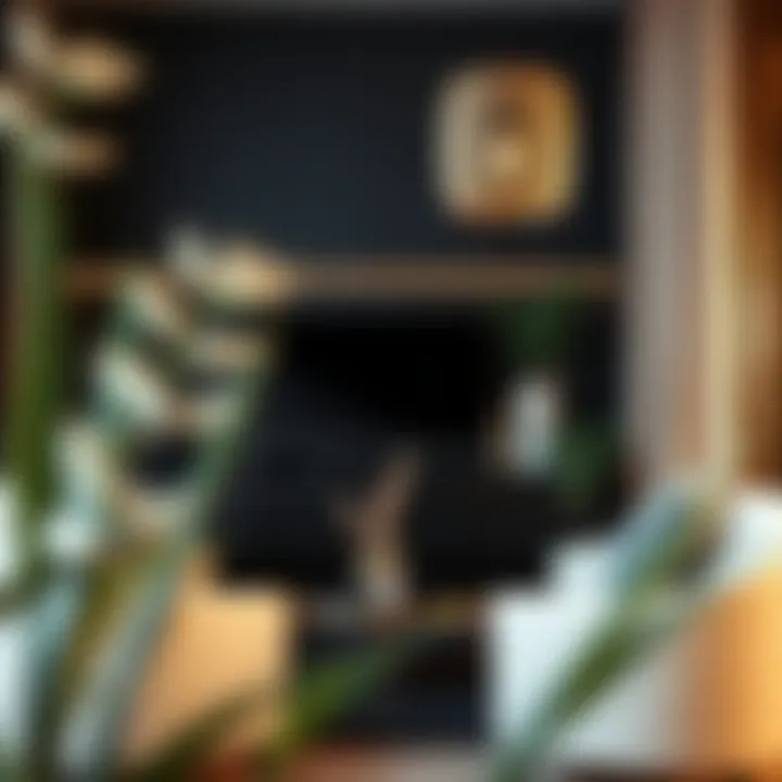 Contemporary black ensemble with pastel tones