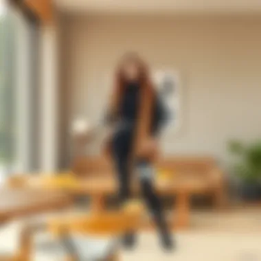 Chic black outfit complemented by earth tones