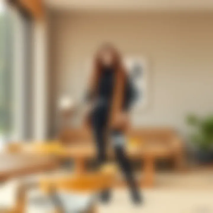 Chic black outfit complemented by earth tones