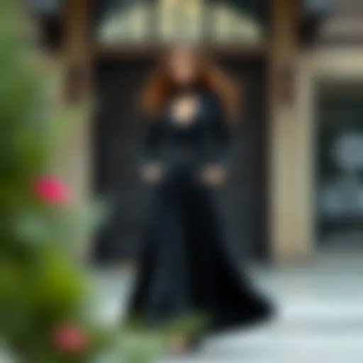 Elegant black outfit with vibrant color accents