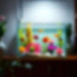 A pristine small aquarium showcasing vibrant aquatic life