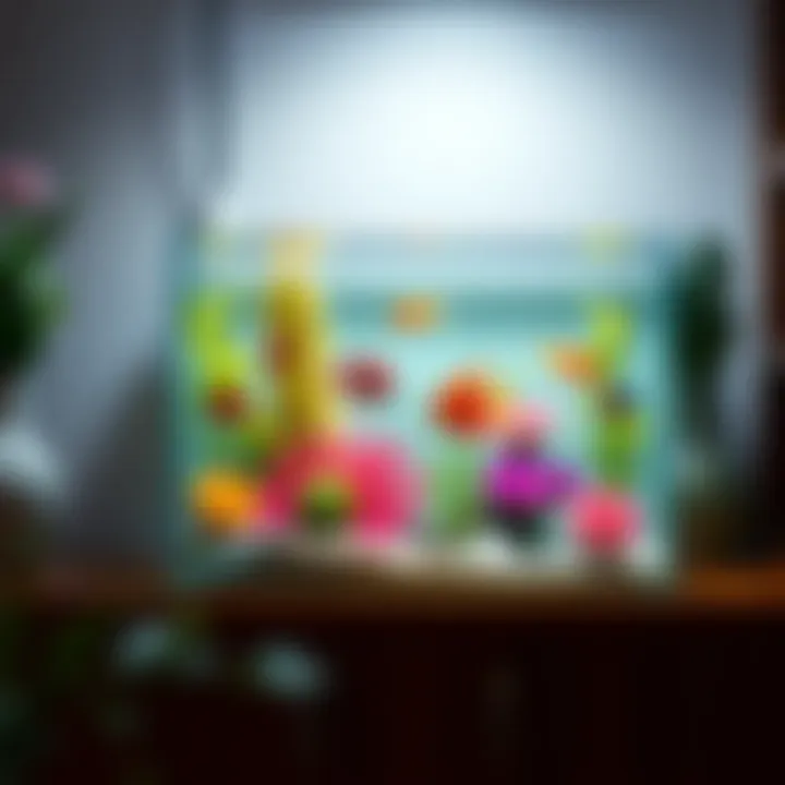A pristine small aquarium showcasing vibrant aquatic life