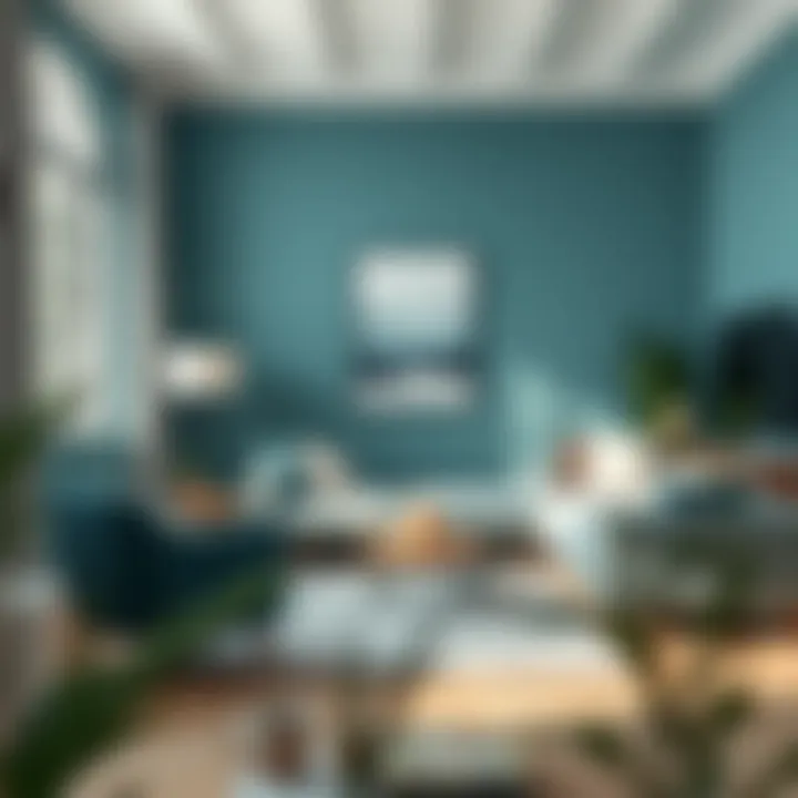 Teal Accents in a Calm Living Environment A serene living space showcasing teal accents and natural light.