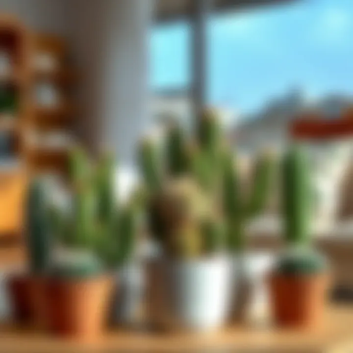 Cactus Arrangement in Modern Decor Decorative arrangement of cacti in a modern living room
