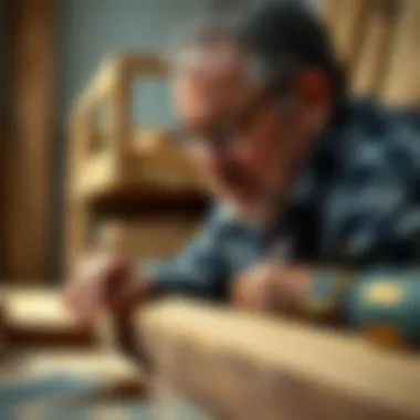 A close-up of a craftsman selecting wood for a specific project