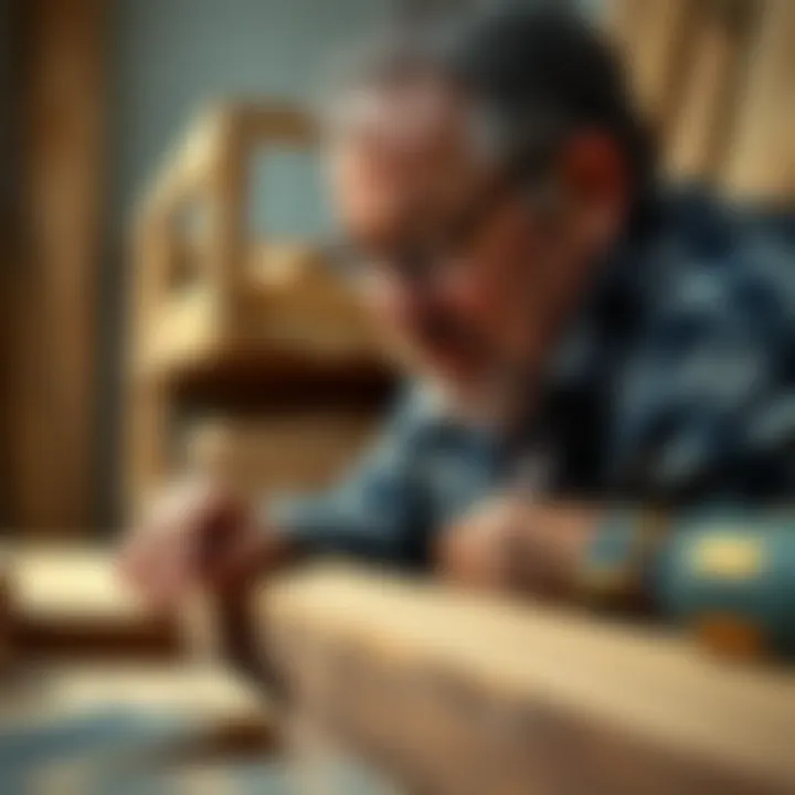 A close-up of a craftsman selecting wood for a specific project