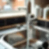 Unclogged kitchen sink with clean water flowing