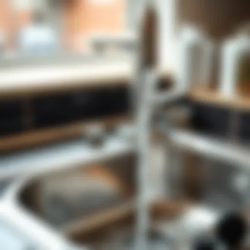 Unclogged kitchen sink with clean water flowing