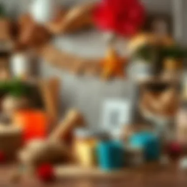 A creative layout showcasing unique items suitable for a celebration.