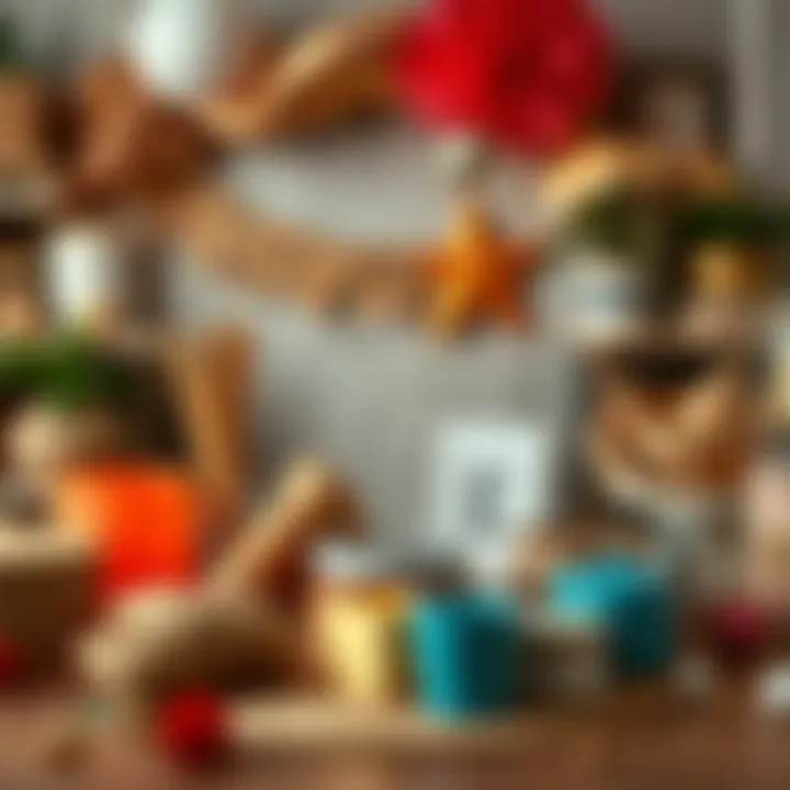 A creative layout showcasing unique items suitable for a celebration.