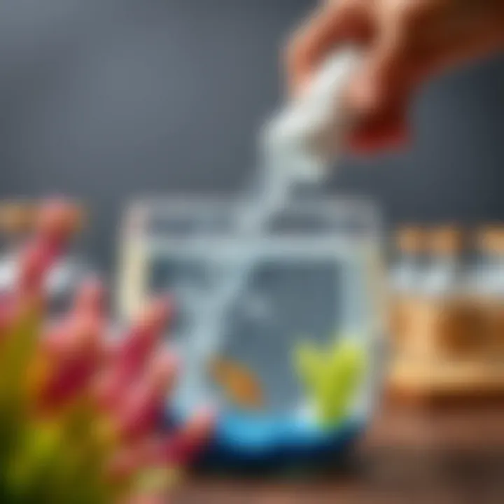 Close-up of water change in a small aquarium