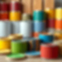 A collection of various wood paints in vibrant colors arranged aesthetically
