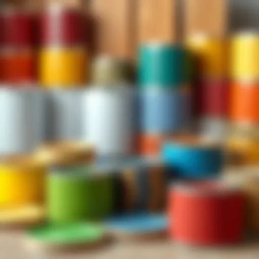 A collection of various wood paints in vibrant colors arranged aesthetically